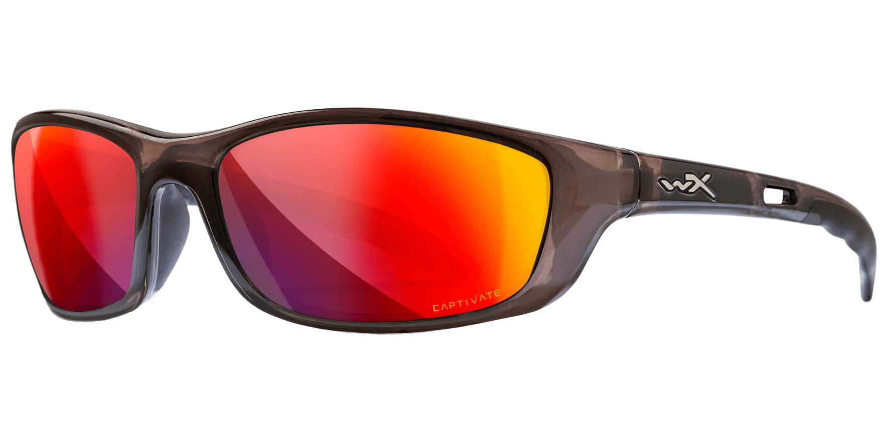 Wiley X P-17 Black Crystal Wraparound Sunglasses P-17R CAPTIVATE™ Polarized Red Mirror Lens 61mm