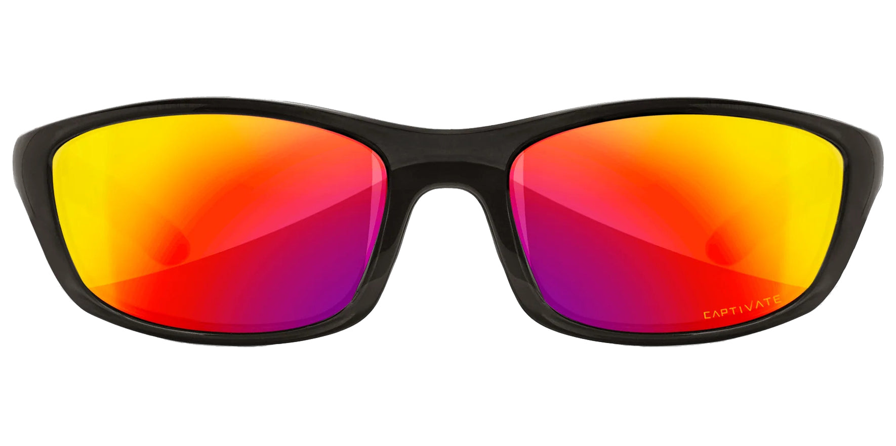 Wiley X P-17 Black Crystal Wraparound Sunglasses P-17R CAPTIVATE™ Polarized Red Mirror Lens 61mm