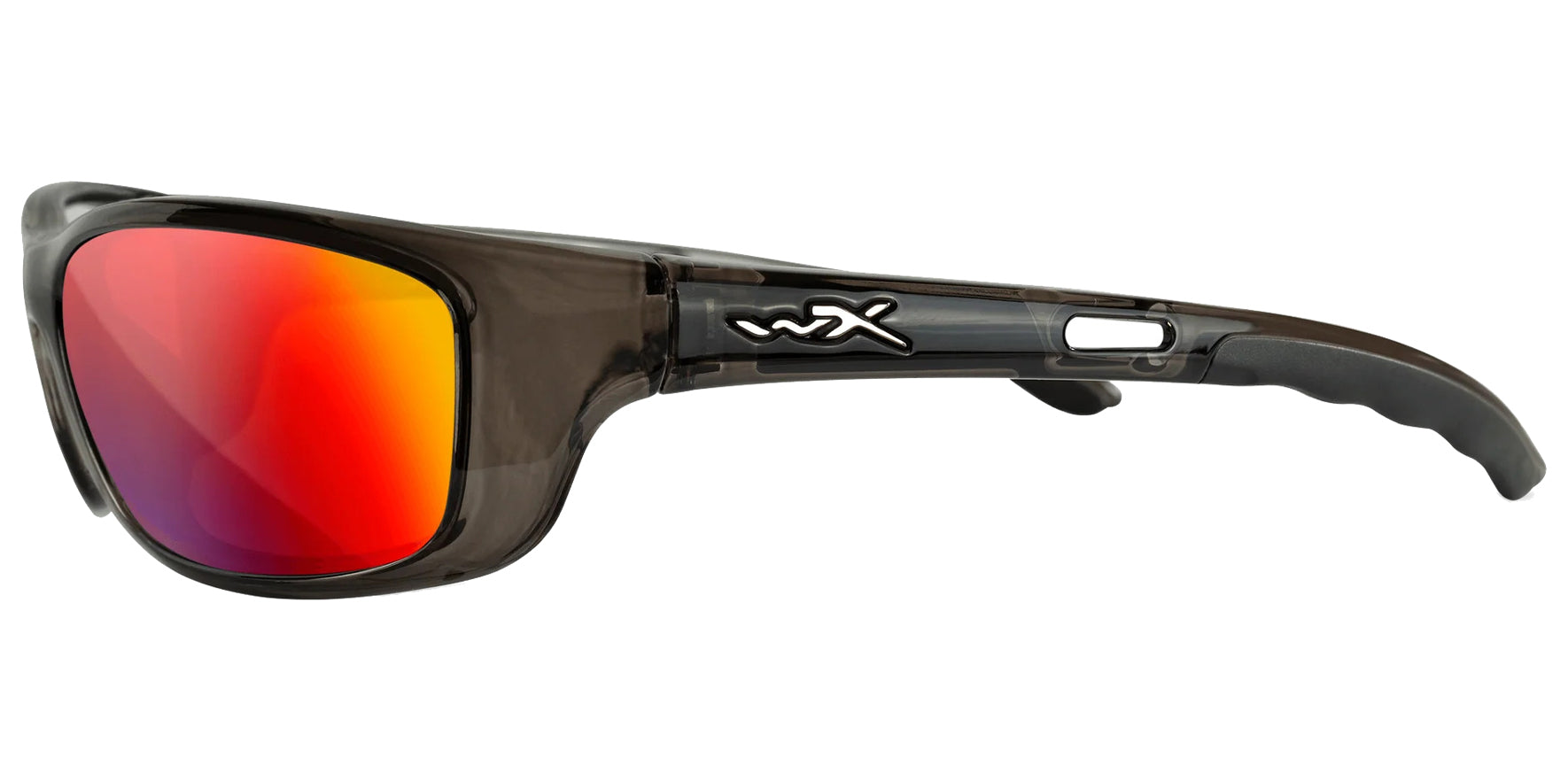 Wiley X P-17 Black Crystal Wraparound Sunglasses P-17R CAPTIVATE™ Polarized Red Mirror Lens 61mm