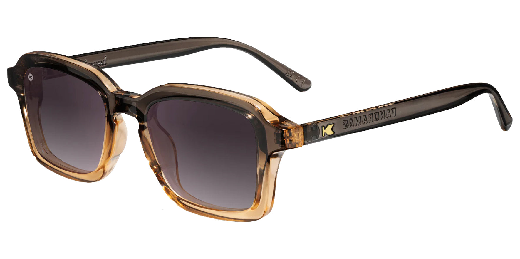 Knockaround Panoramas Cortado Muted Brown/Tan Square Sunglasses PNSG3407 Black Smoke Gradient Polarized Lens 48mm