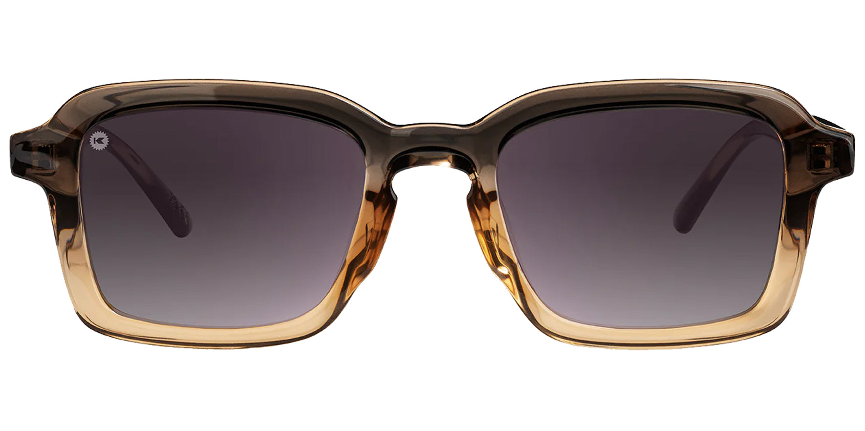 Knockaround Panoramas Cortado Muted Brown/Tan Square Sunglasses PNSG3407 Black Smoke Gradient Polarized Lens 48mm