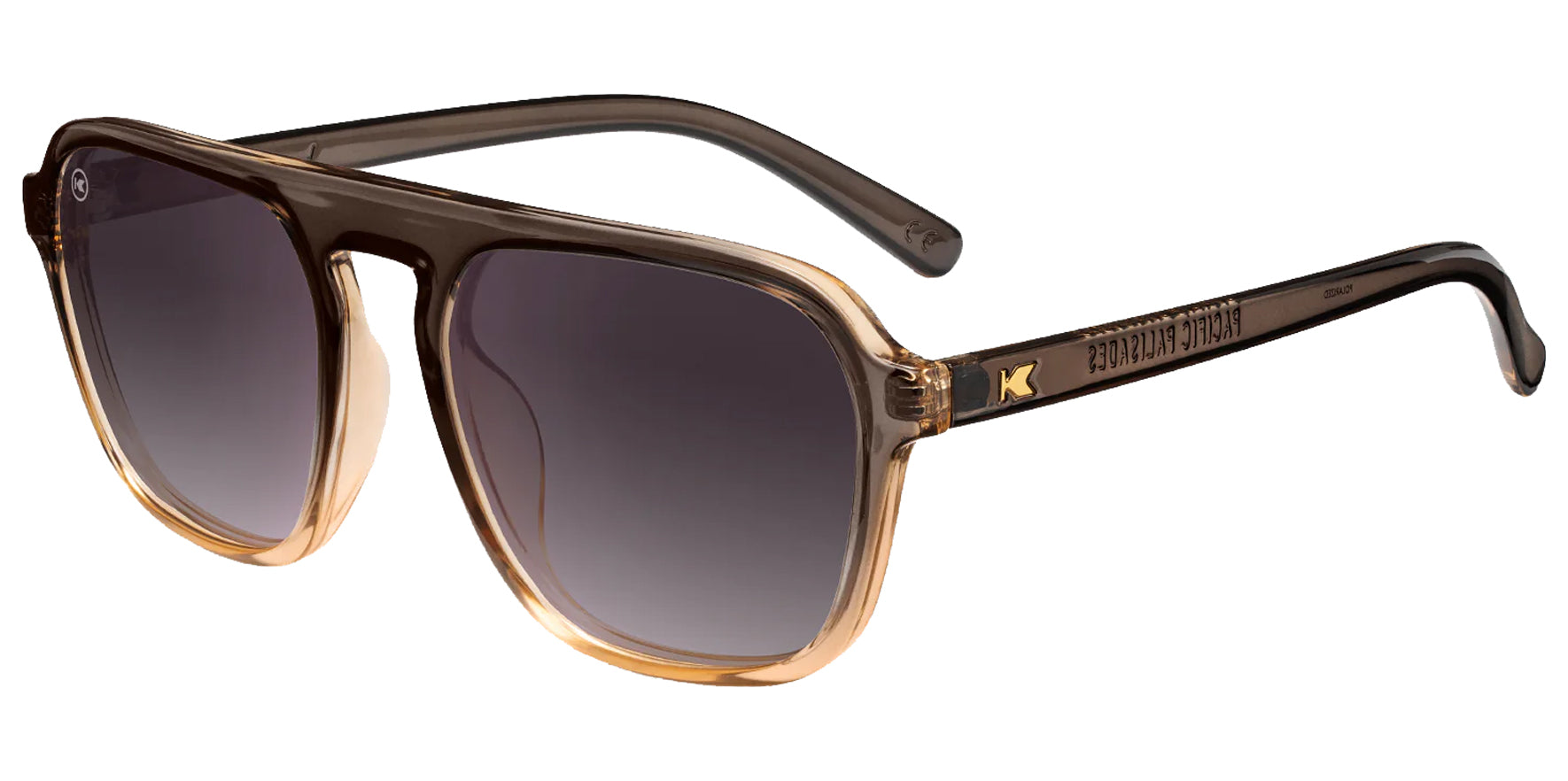Knockaround Pacific Palisades Cortado Smoky Amber/Transparent Brown Flat Top Square Sunglasses PPSG3407 Black Smoke Gradient Polarized Lens 54mm