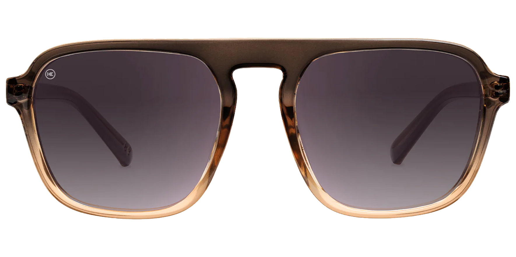 Knockaround Pacific Palisades Cortado Smoky Amber/Transparent Brown Flat Top Square Sunglasses PPSG3407 Black Smoke Gradient Polarized Lens 54mm