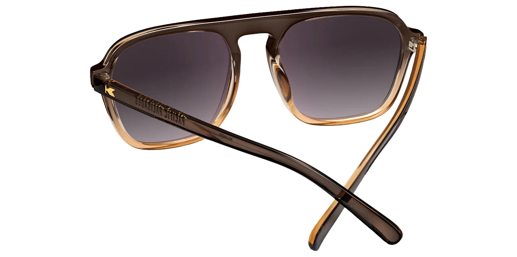Knockaround Pacific Palisades Cortado Smoky Amber/Transparent Brown Flat Top Square Sunglasses PPSG3407 Polarized Black Smoke Gradient Lens 54mm
