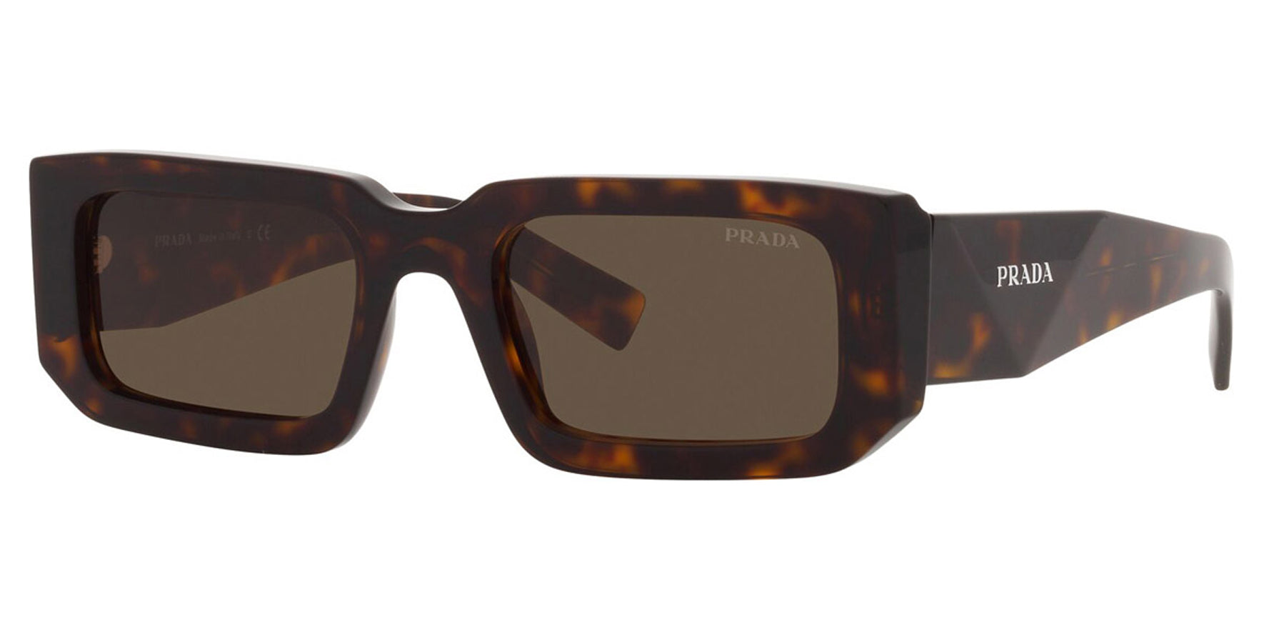 Prada Symbole Tortoise Modern Rectangle Sunglasses PR06YS-2AU8C1 Dark Brown Lens 53mm