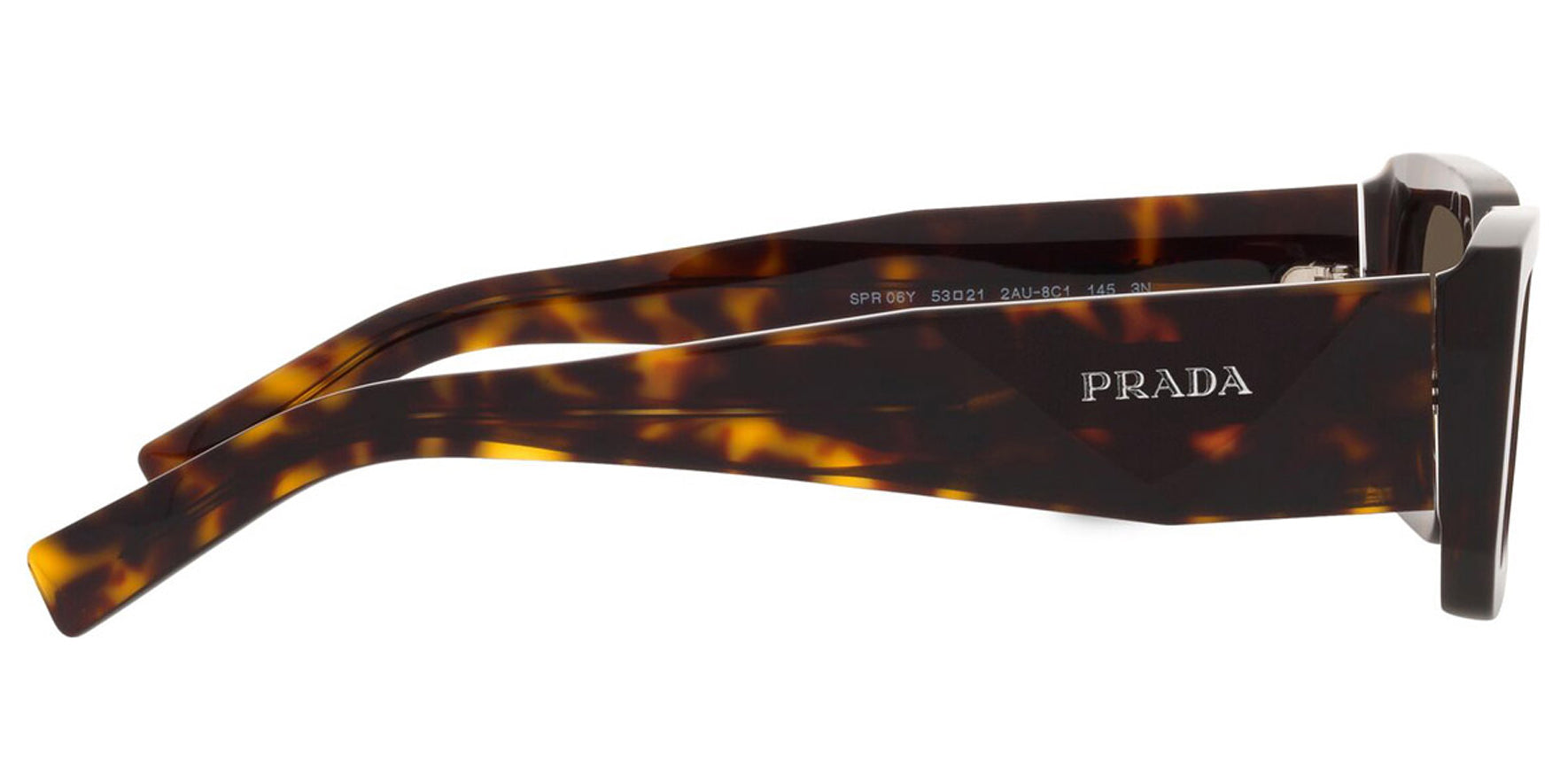 Prada Symbole Tortoise Modern Rectangle Sunglasses PR06YS-2AU8C1 Dark Brown Lens 53mm