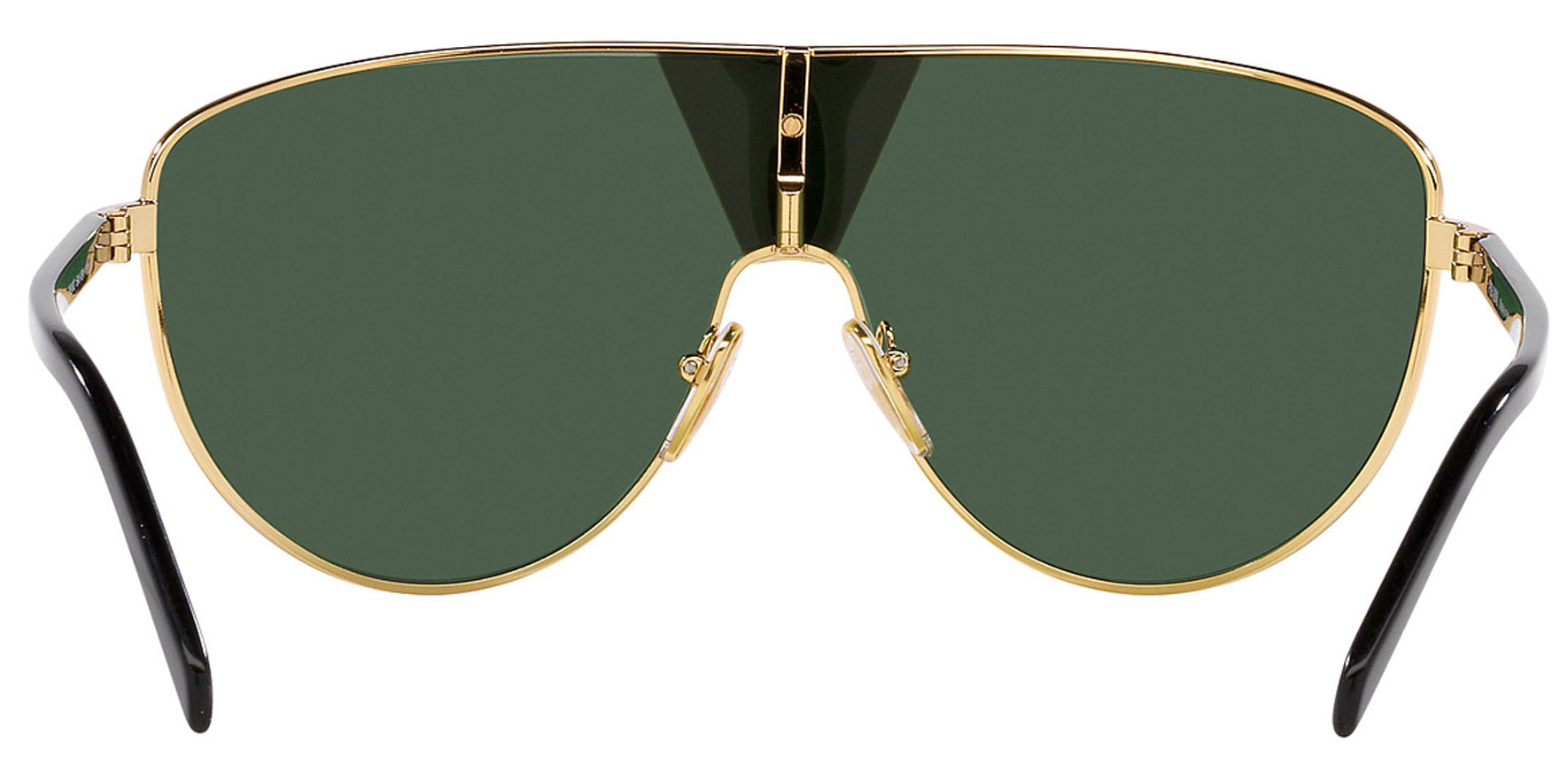 Prada Men Gold-Tone and Black Wraparound Shield Sunglasses PR69ZS-5AK05V Green Lens 137mm - Made in Italy