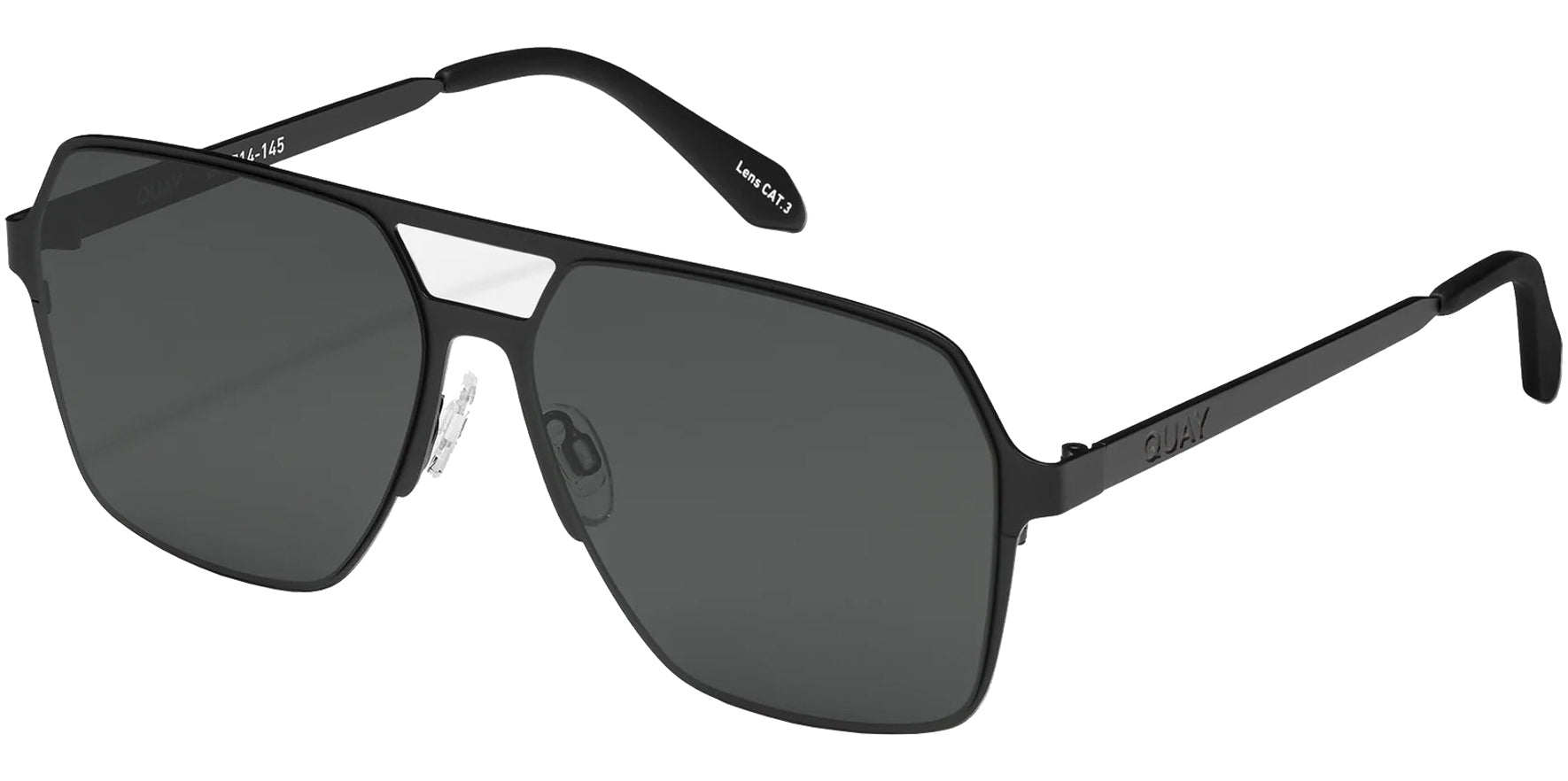 Quay Backstage Pass Men Matte Black Navigator Sunglasses QU-001080-MTBLKBLK Polarized Black Lens 60mm