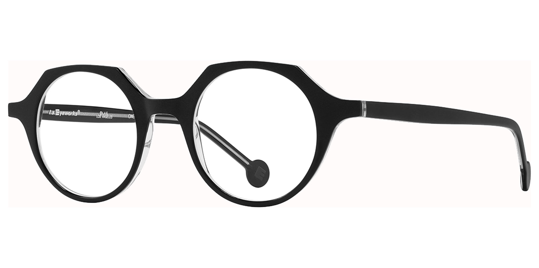 L.A. Eyeworks Quill 9187M Black Matte Geometric Round Eyeglass Frames QUILL9187M Clear Lens 43mm