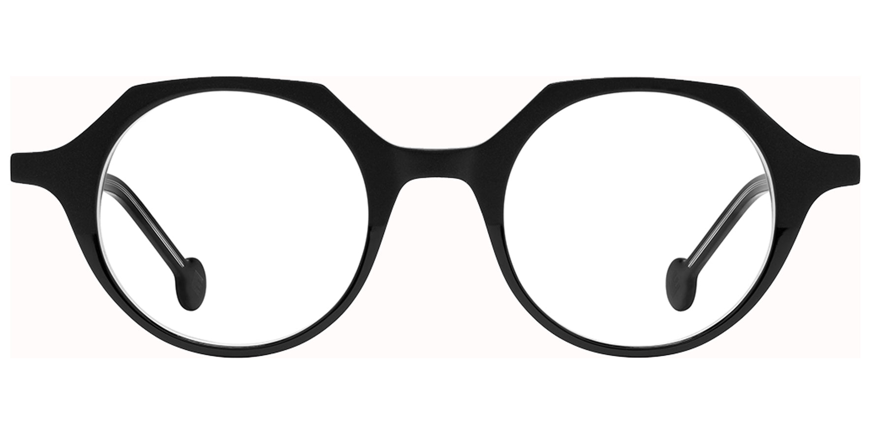 L.A. Eyeworks Quill 9187M Black Matte Geometric Round Eyeglass Frames QUILL9187M Clear Lens 43mm
