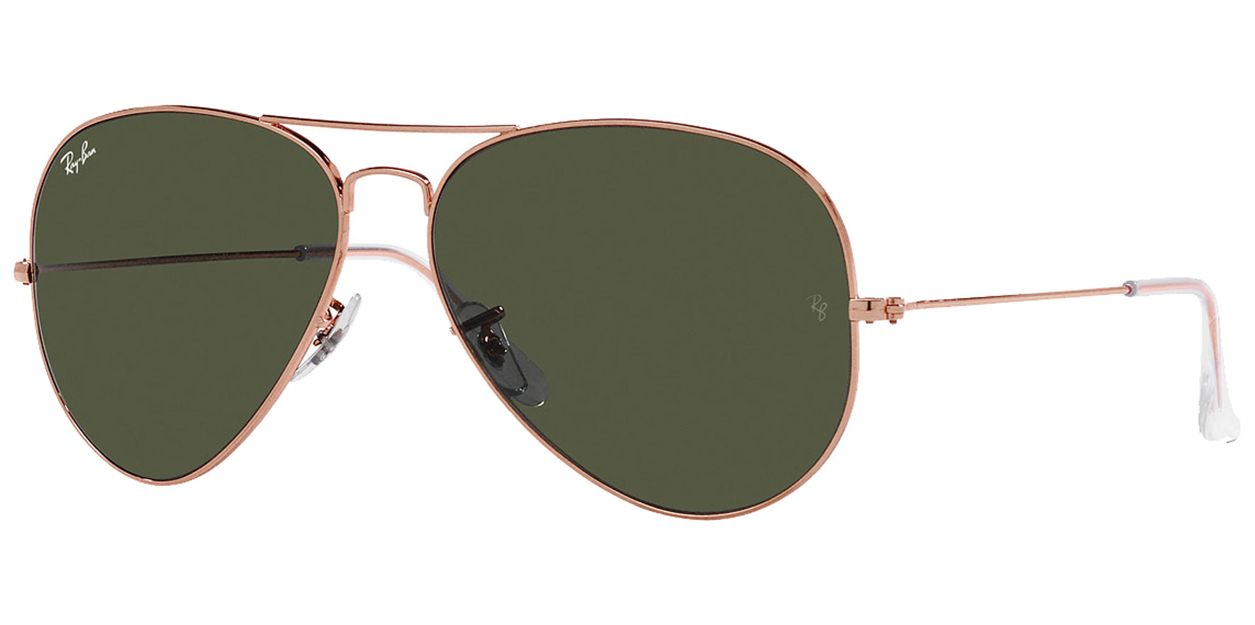 Ray-Ban Polished Rose Gold-Tone Aviator Sunglasses RB3025-920231 Green Lens 62mm