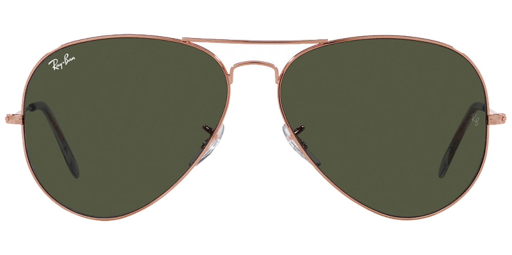 Ray-Ban Polished Rose Gold-Tone Aviator Sunglasses RB3025-920231 Green Lens 62mm