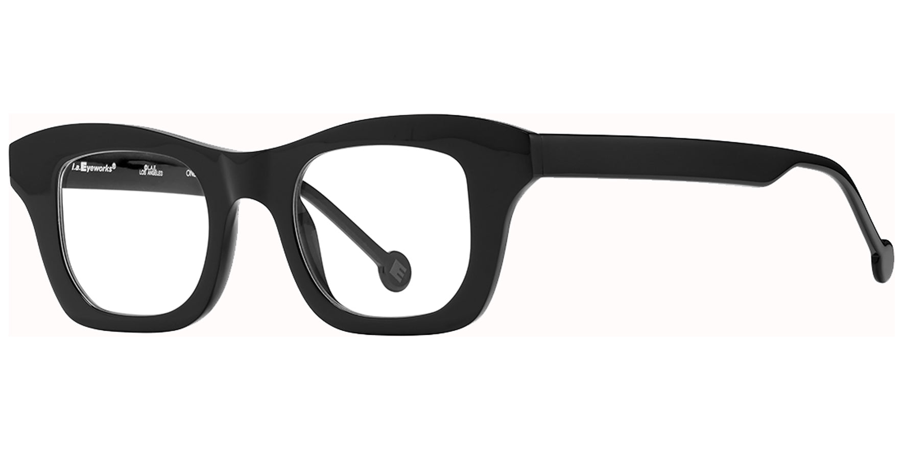 L.A. Eyeworks Renzo 916 Black Soft Square Eyeglass Frames RENZO916 Clear Lens 44mm