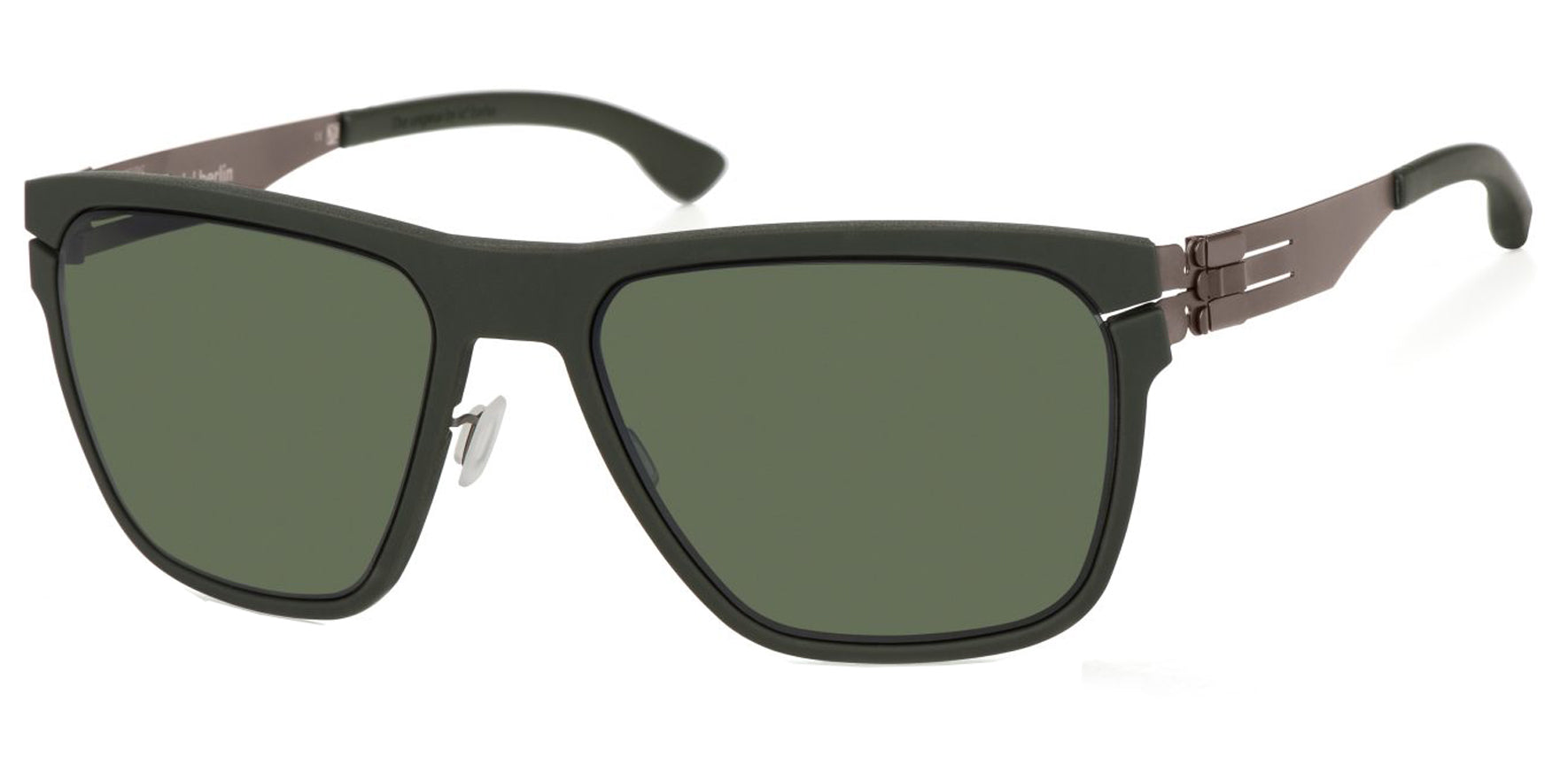 Ic! Berlin Bloc Men Graphite Dark Green Square Sunglasses RH0030H127025T18902DO Green Polarized Lens 57mm