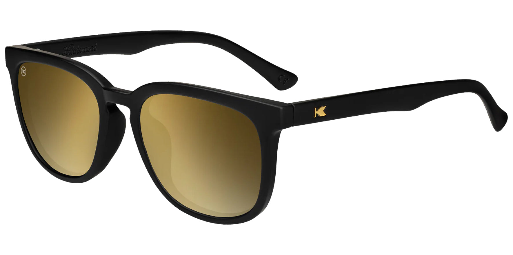 Knockaround Paso Robles Women Black Soft Square Sunglasses ROGD3429 Gold Mirrored Polarized Lens 51mm