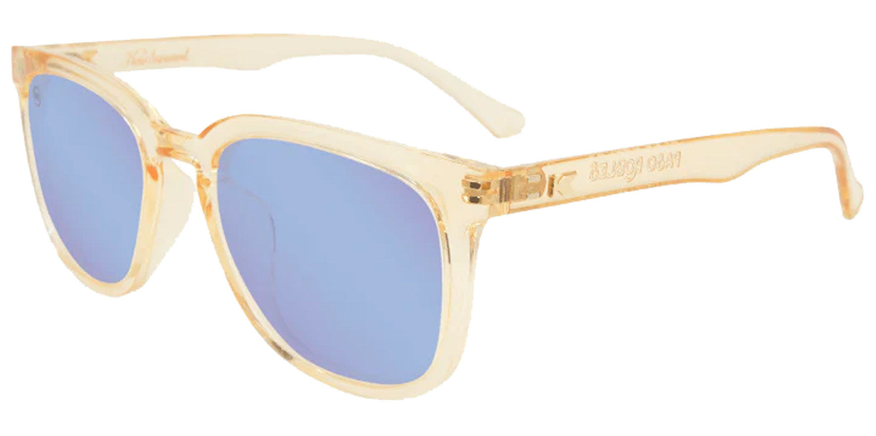 Knockaround Paso Robles Beach Peach Women Glossy Peach Soft Square Sunglasses ROSO3194 Blue Snow Polarized Lens 51mm