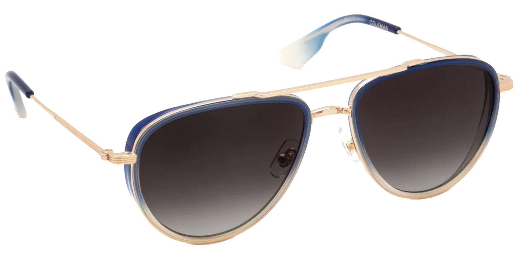 Krewe Coleman 18K Matte Indigo Fade + Gravity Aviator Sunglasses SCJ1-228G-21CS-222 Grey Gradient Lens 55mm