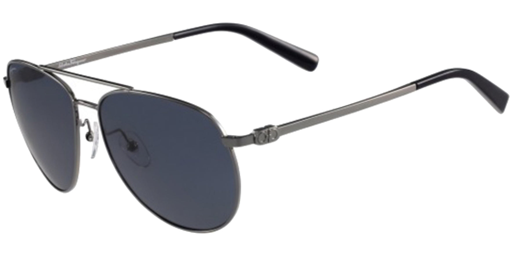 Ferragamo Dark Gunmetal Classic Aviator Sunglasses SF157S-015 Blue Lens 60mm