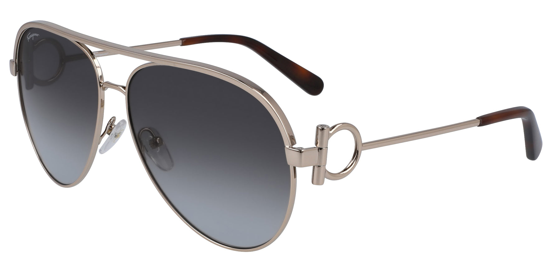 Salvatore Ferragamo Rose Gold Aviator Sunglasses SF237S-785 Grey Gradient Lens 60mm