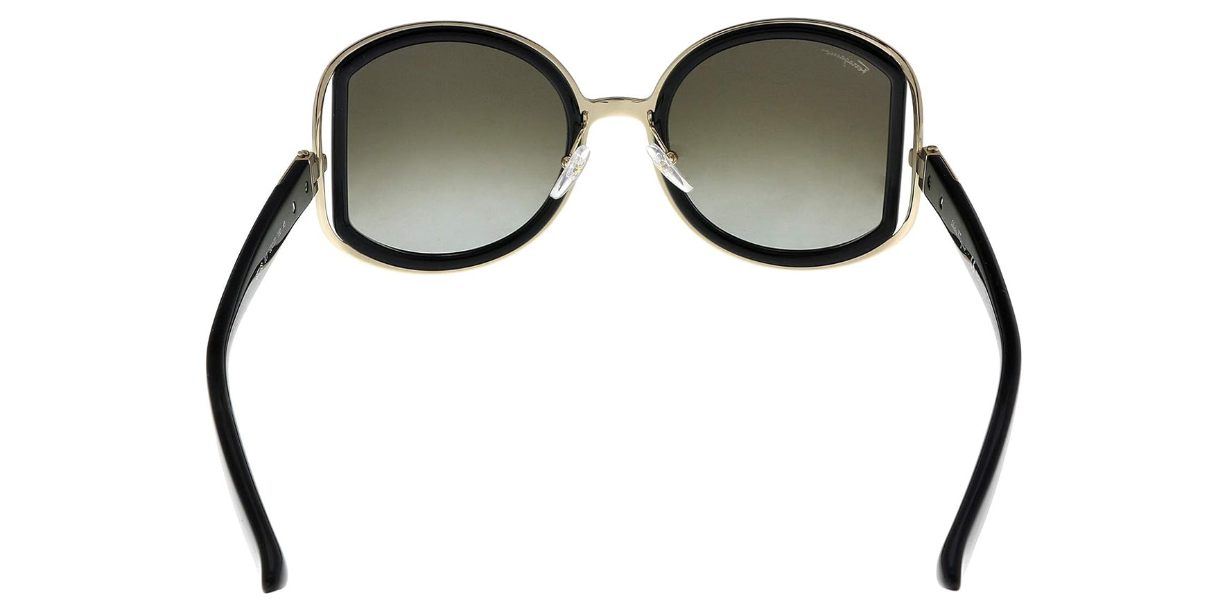 Ferragamo Women Black/Gold Oversized Round Sunglasses SF719S-001 Grey Gradient Lens 52mm