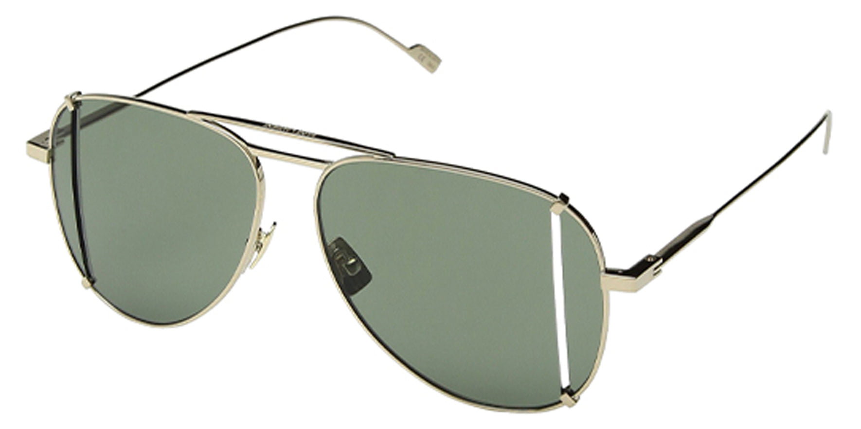 Saint Laurent Paris T Cut Gold-Tone Titanium Aviator Sunglasses SL193T-003 Grey-Green Len 59mm