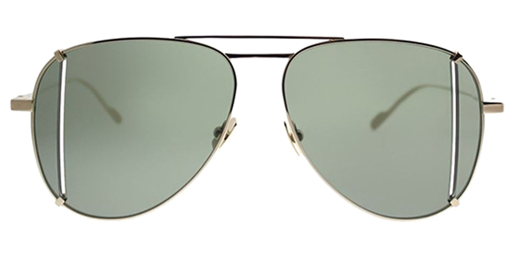 Saint Laurent Paris T Cut Gold-Tone Titanium Aviator Sunglasses SL193T-003 Grey-Green Len 59mm