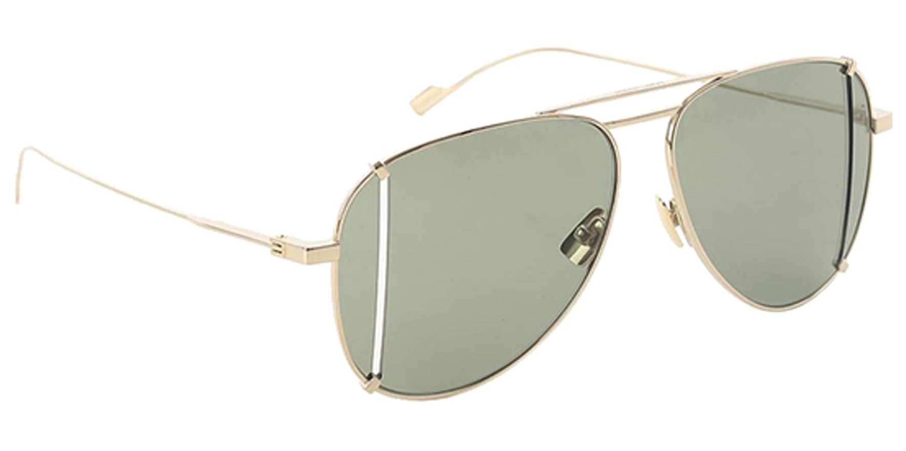 Saint Laurent Paris T Cut Gold-Tone Titanium Aviator Sunglasses SL193T-003 Grey-Green Len 59mm