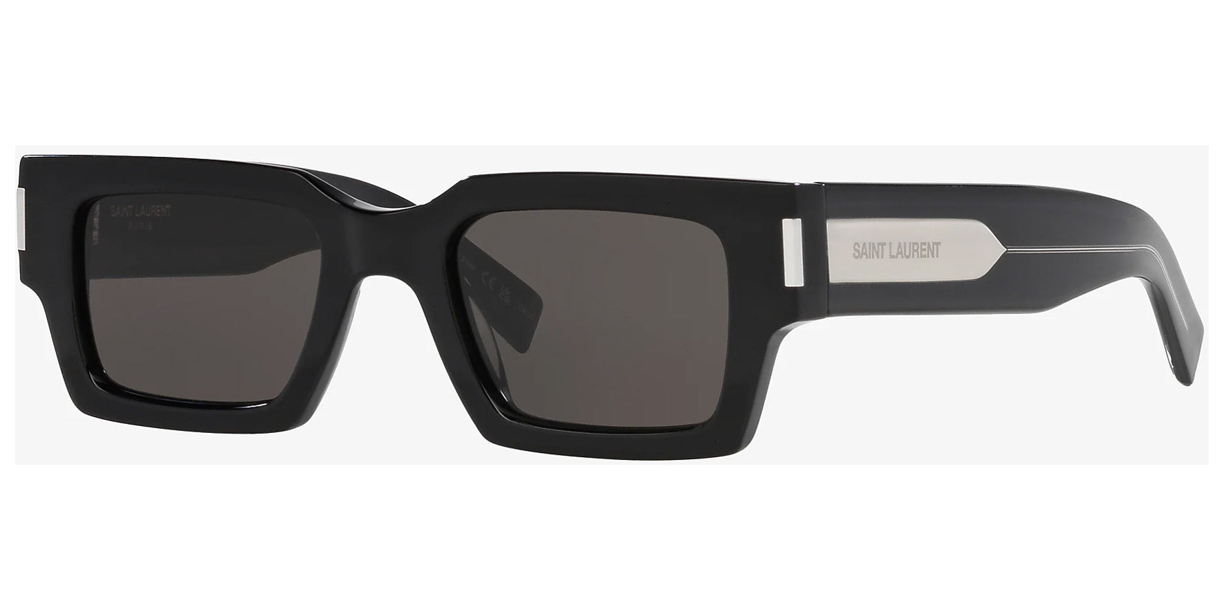 Saint Laurent Black/Crystal Square Sunglasses SL572-001 Grey Lens 50mm