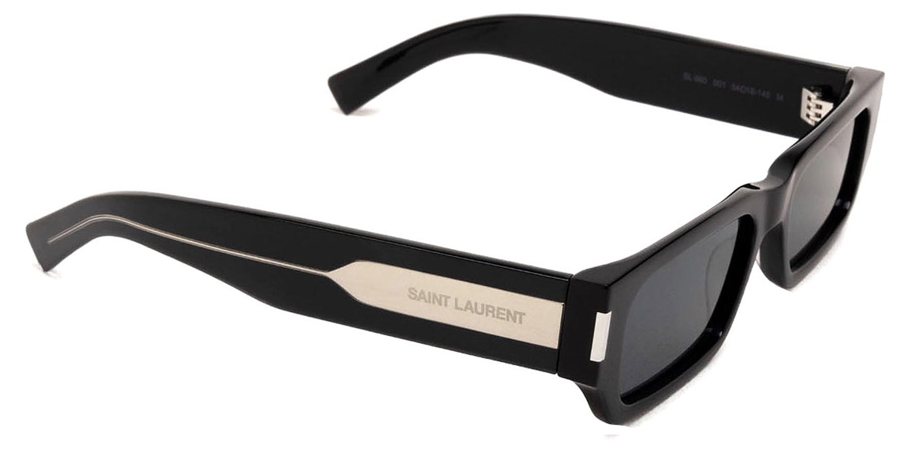 Saint Laurent Black/Crystal Rectangular Sunglasses SL660-001 Black Lens 54mm