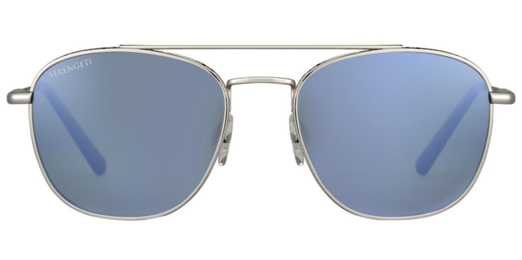 Serengeti Carroll Shiny Silver-Tone Square Sunglasses SS542002 Blue Photochromic Polarized Lens 53mm