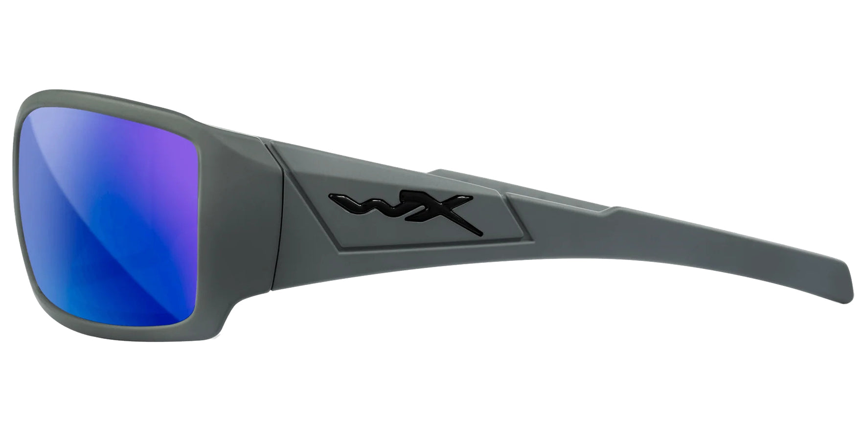 Wiley X Twisted Matte Grey Wraparound Sunglasses SSTWI09 CAPTIVATE™ Polarized Blue Mirror Lens 65mm