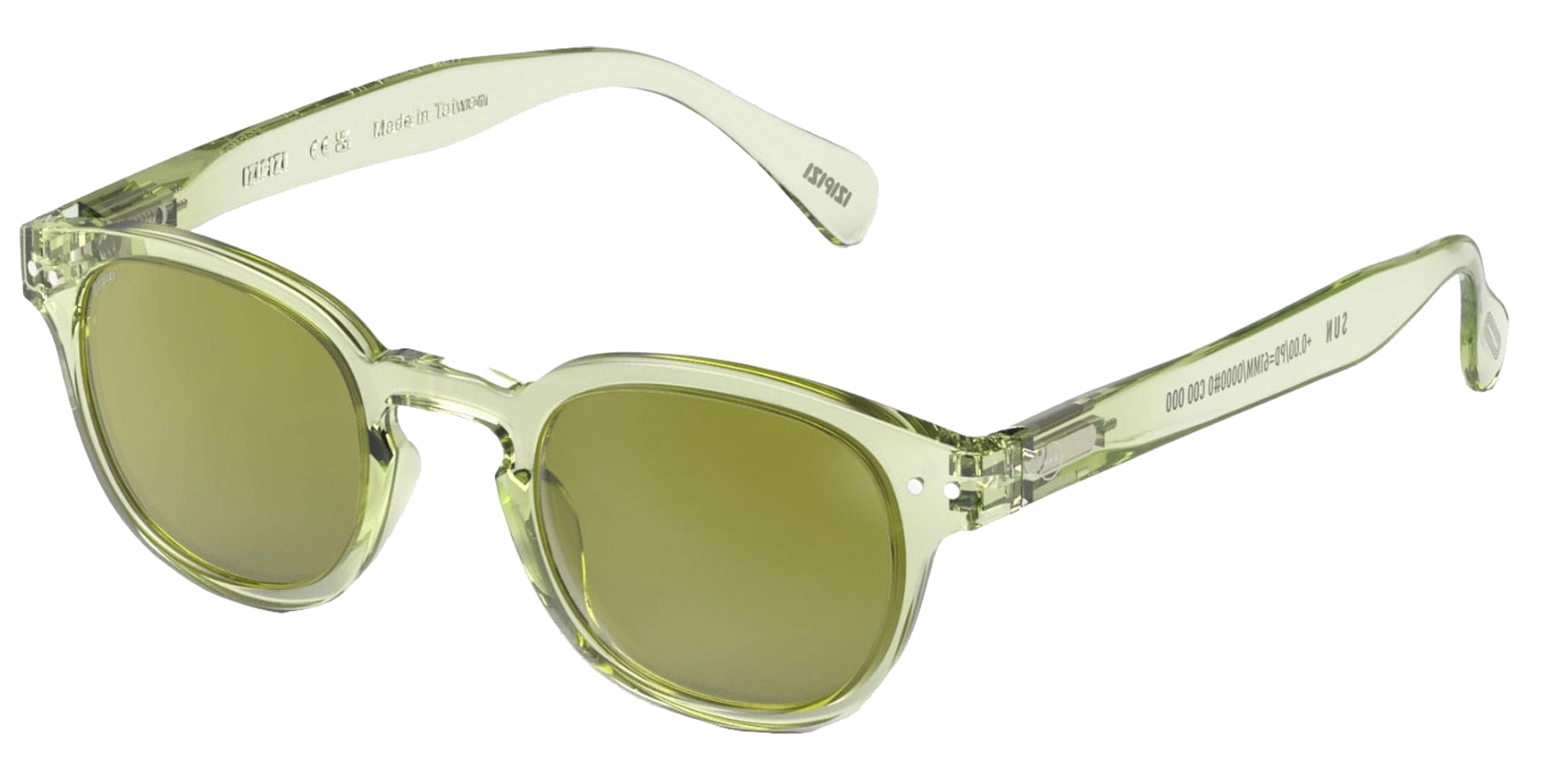 Izipizi Sun #C Dynamic Green Rounded-Square Sunglasses SUN0326401X00 Green Lens 137mm