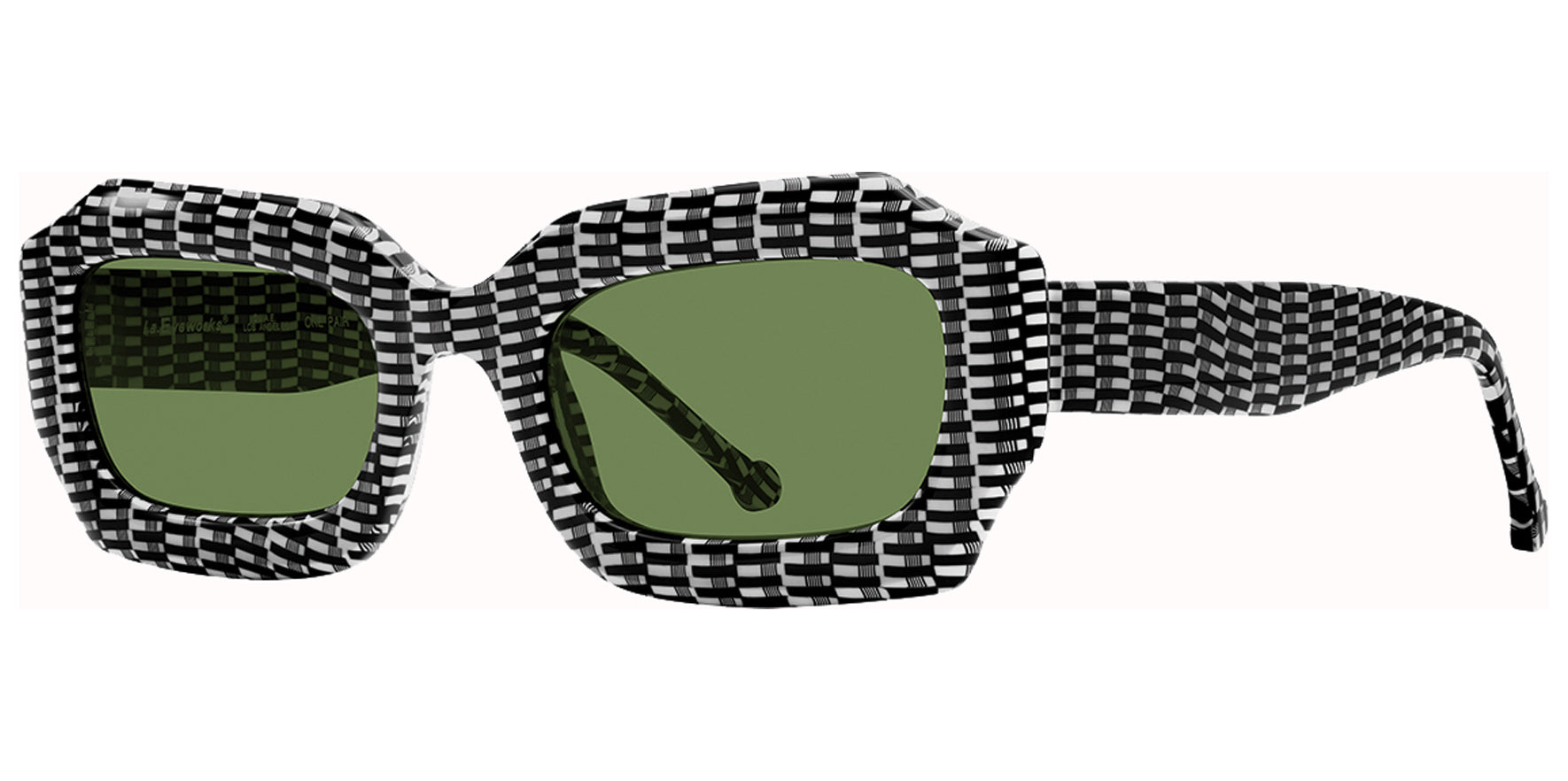 L.A. Eyeworks Swami 9621 Test Pattern Geometric Rectangle Sunglasses SWAMI621 Green Lens 53mm