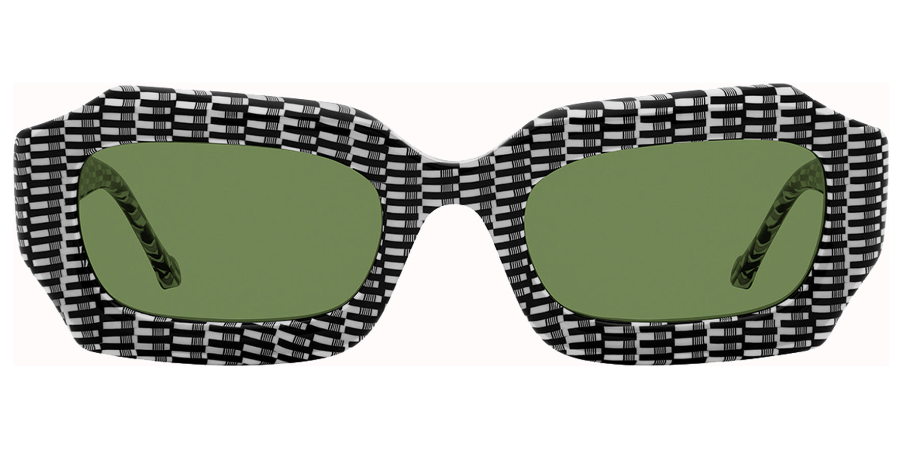 L.A. Eyeworks Swami 9621 Test Pattern Geometric Rectangle Sunglasses SWAMI621 Green Lens 53mm