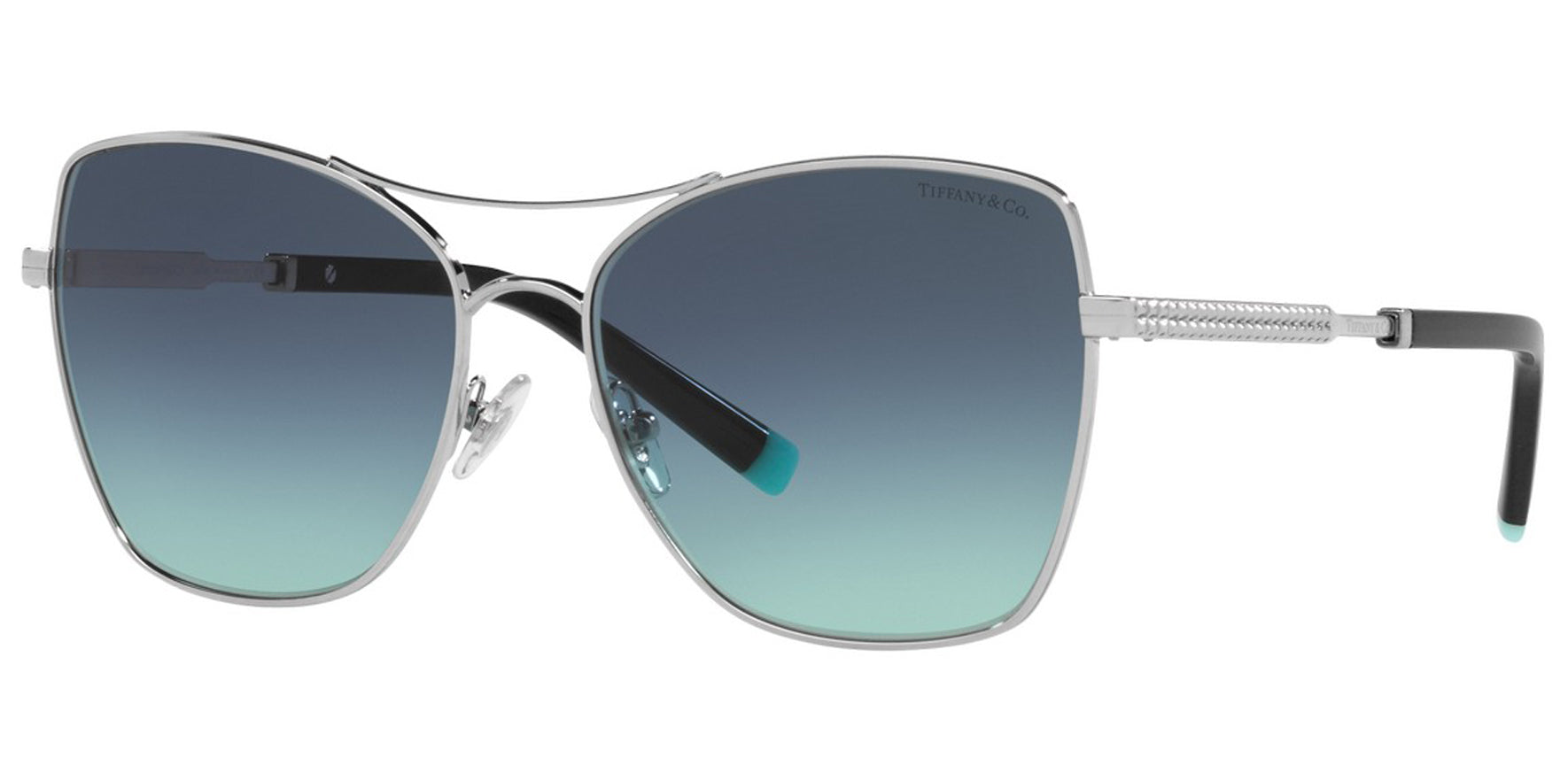 Tiffany & Co. Women Silver-Tone Geometric Square Sunglasses TF3084-60019S Azure Gradient Blue Lens 59mm