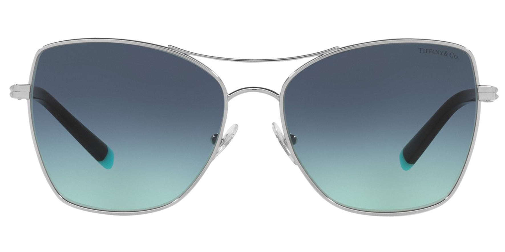 Tiffany & Co. Women Silver-Tone Geometric Square Sunglasses TF3084-60019S Azure Gradient Blue Lens 59mm