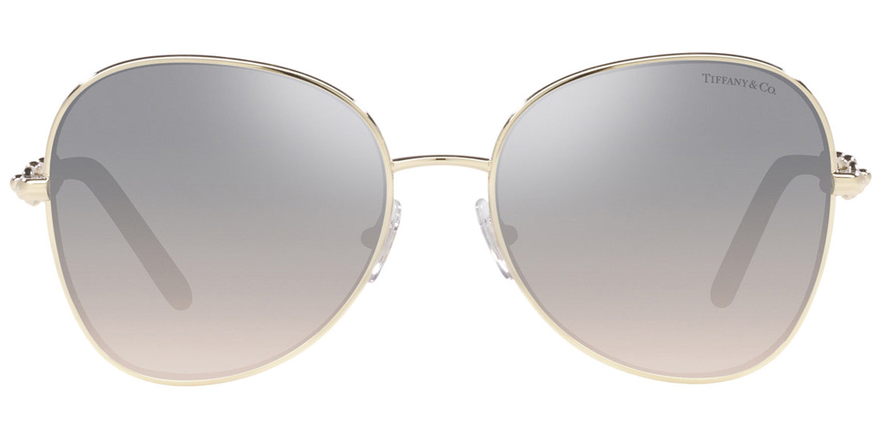 Tiffany & Co. Women Pale Gold-Tone Aviator Sunglasses TF3086-61791U Blue Mirrored Silver Gradient Lens 57mm