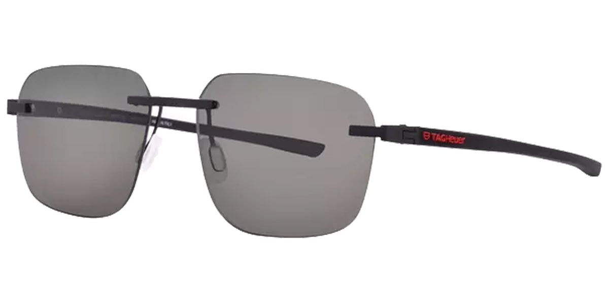Tag Heuer Men Matte Black Rectangular Sunglasses TH40038U-5605A Grey Lens 56mm