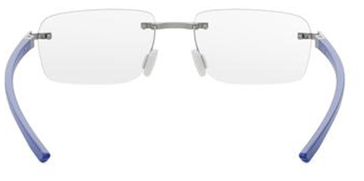 Tag Heuer Men Matte Silver-Tone/Blue Rectangular Eyeglasses TH50030U-54017 Clear Demo Lens 54mm