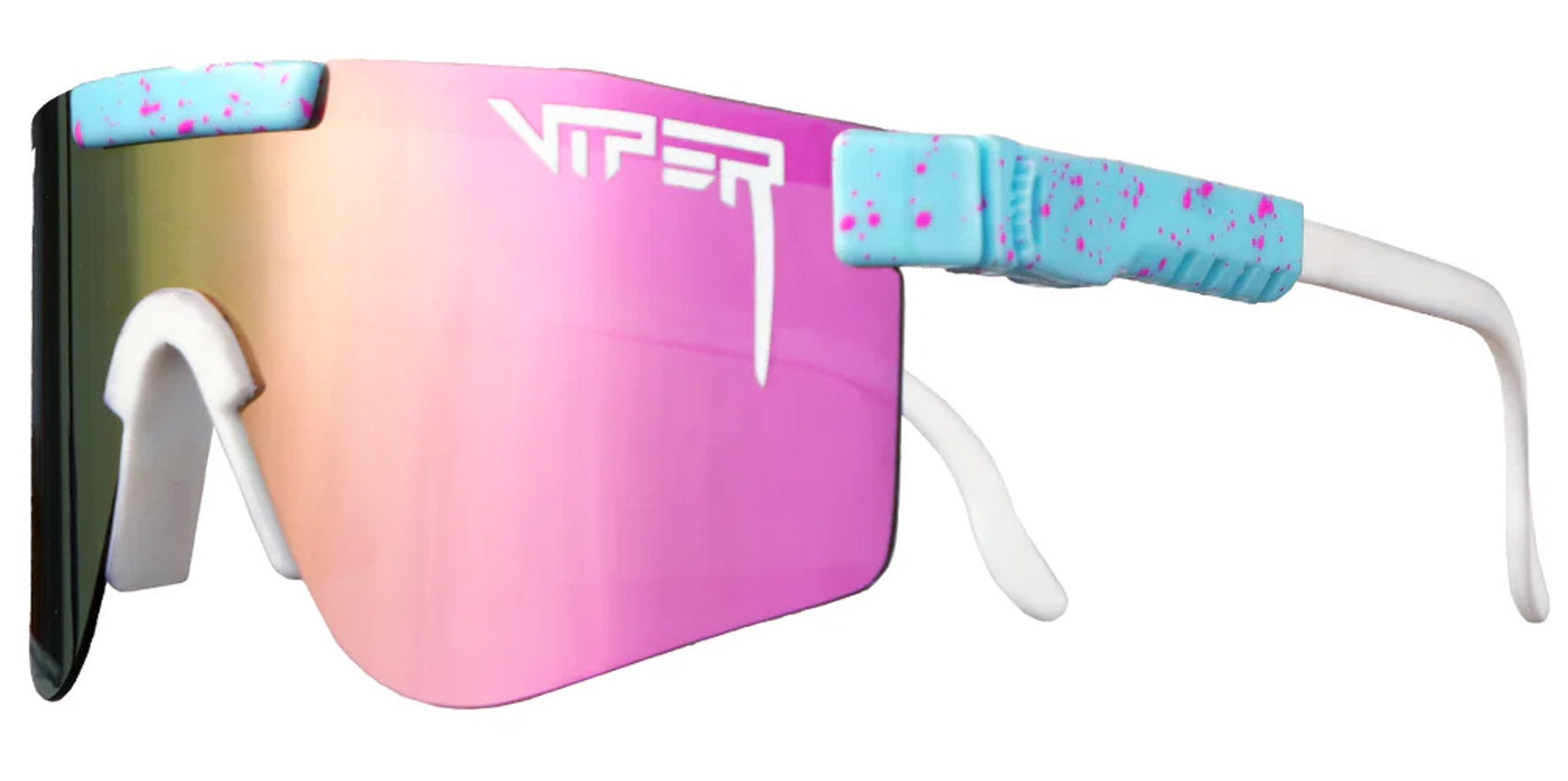 Pit Viper The Gobby Double Wides Original Light Blue Wrap Sunglasses THE-GOBBY-POLARIZED-DOUBLE-WIDE Pink Polarized Lens