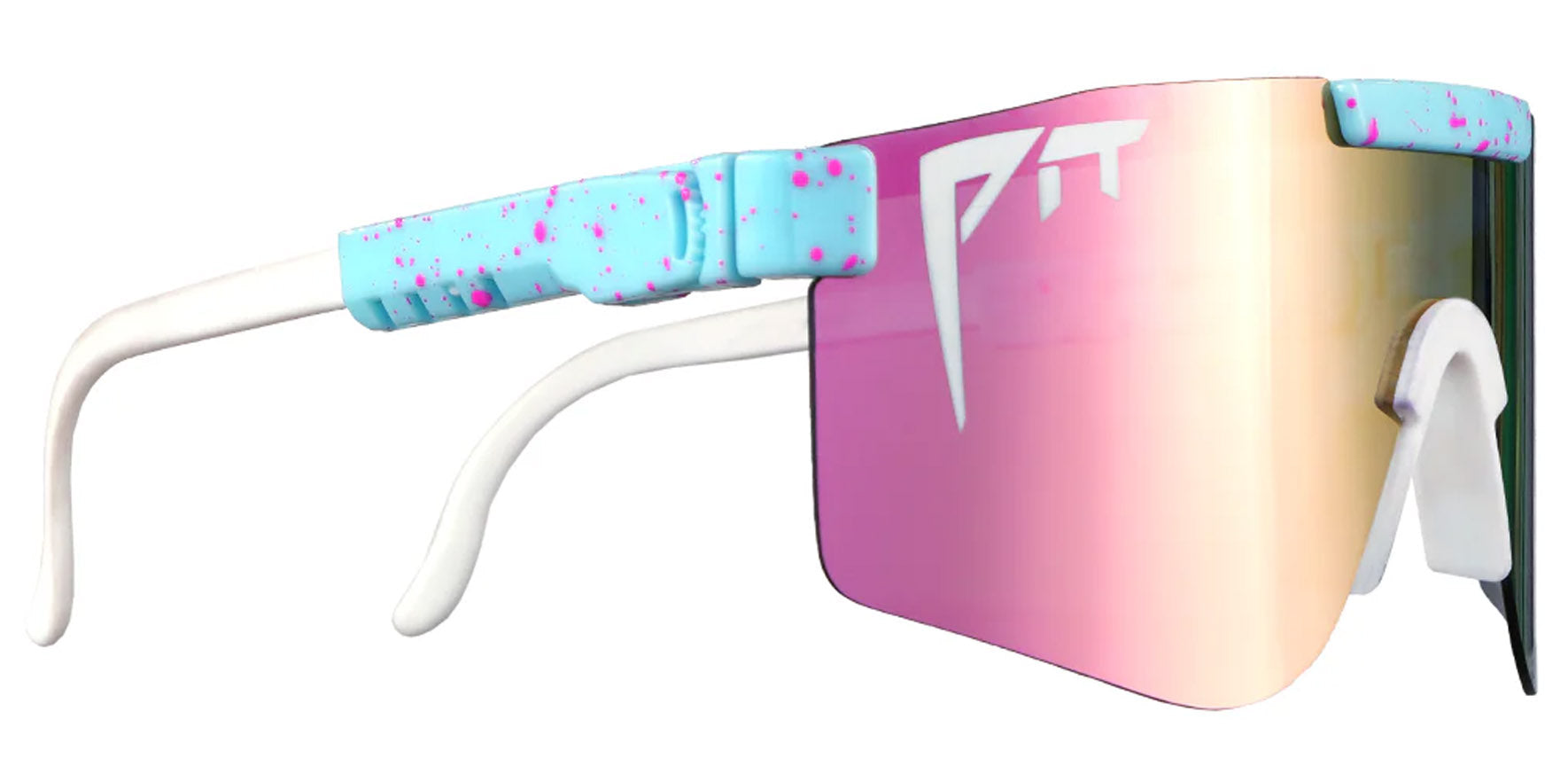 Pit Viper The Gobby Double Wides Original Light Blue Wrap Sunglasses THE-GOBBY-POLARIZED-DOUBLE-WIDE Pink Polarized Lens