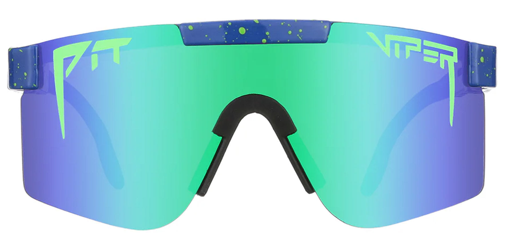 Pit Viper The Leonardo Narrow Original Blue and Teal Splatter Wrap Sunglasses THE-LEONARDO-POLARIZED Blue-Green Polarized Lens