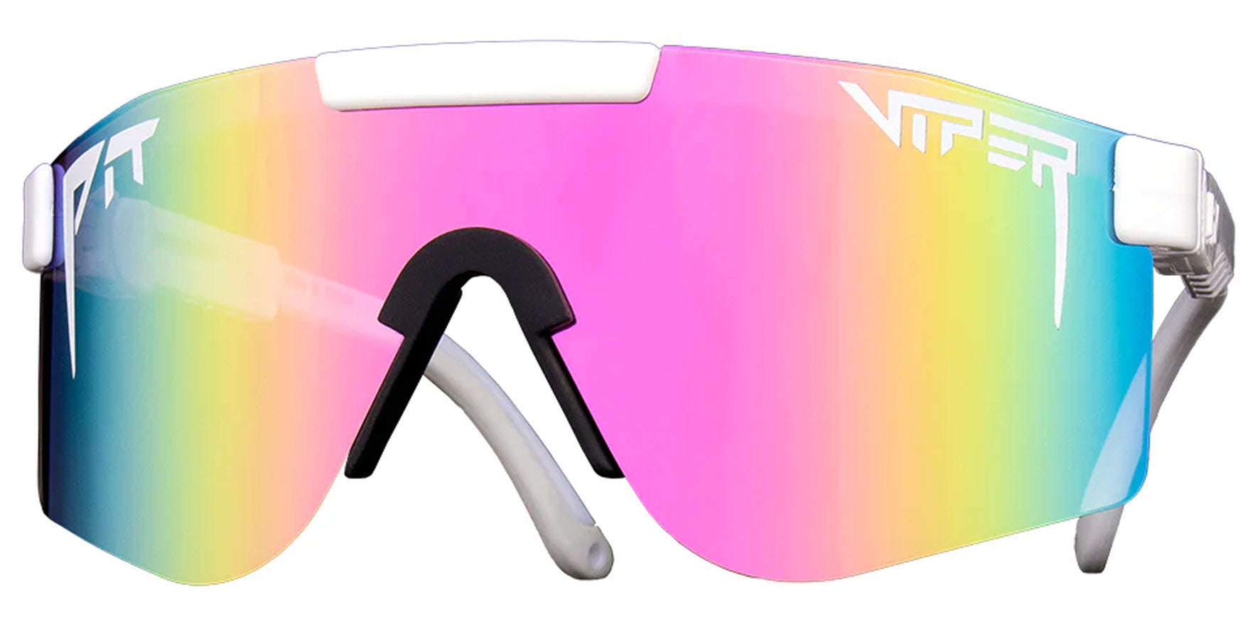 Pit Viper The Miami Nights Double Wides Original White Wrap Sunglasses THE-MIAMI-NIGHTS-DOUBLE-WIDE Pink Fade Lens