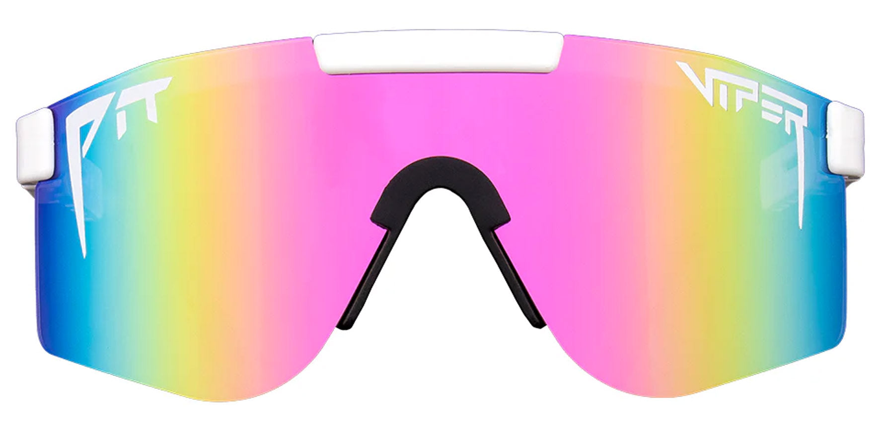 Pit Viper The Miami Nights Double Wides Original White Wrap Sunglasses THE-MIAMI-NIGHTS-DOUBLE-WIDE Pink Fade Lens