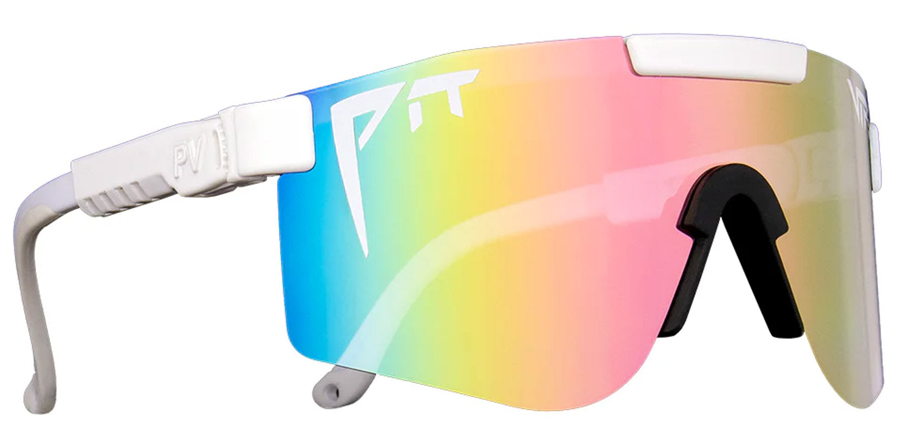 Pit Viper The Miami Nights Double Wides Original White Wrap Sunglasses THE-MIAMI-NIGHTS-DOUBLE-WIDE Pink Fade Lens