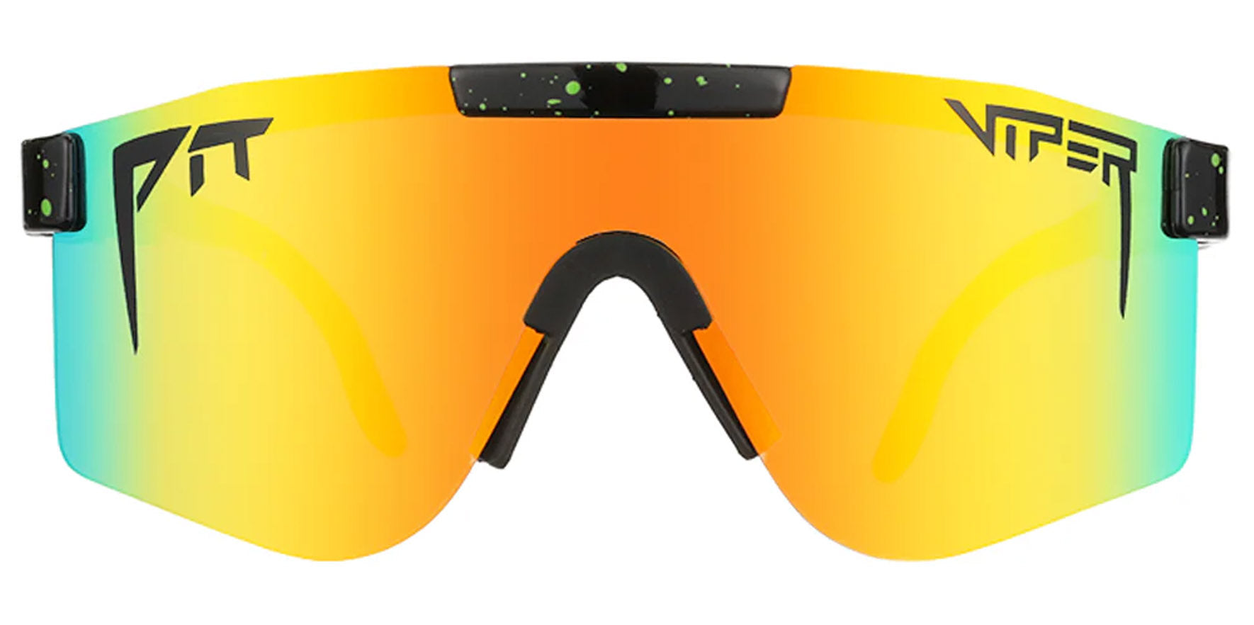 Pit Viper The Monster Bull Double Wides Original Black and Green Splatter Wrap Sunglasses THE-MONSTER-BULL-POLARIZED-DOUBLE-WIDE Orange Polarized Lens