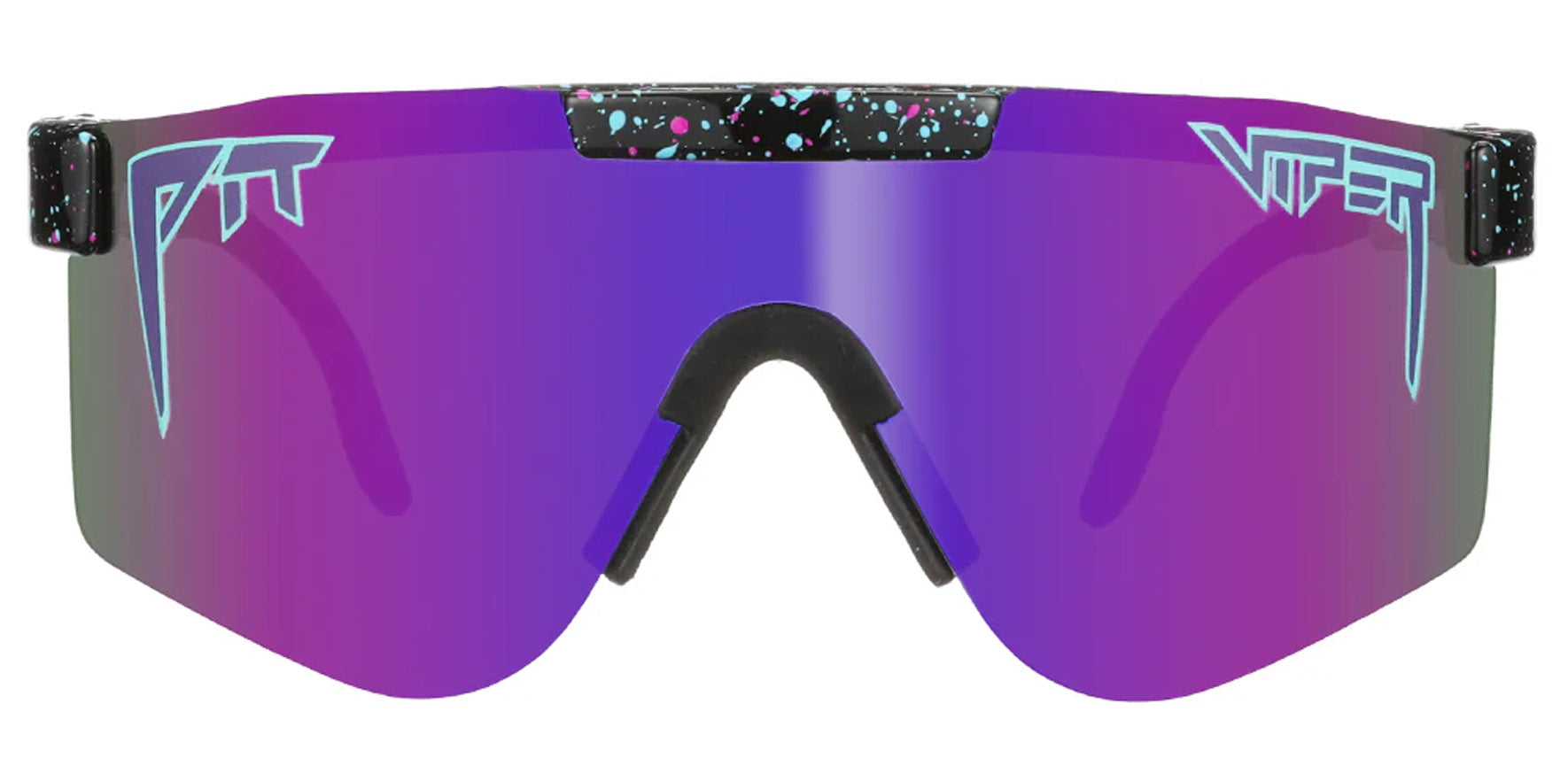 Pit Viper The Nightfall Double Wides Original Black Pink Splatter Wrap Sunglasses THE-NIGHT-FALL-POLARIZED-DOUBLE-WIDE Purple Polarized Lens