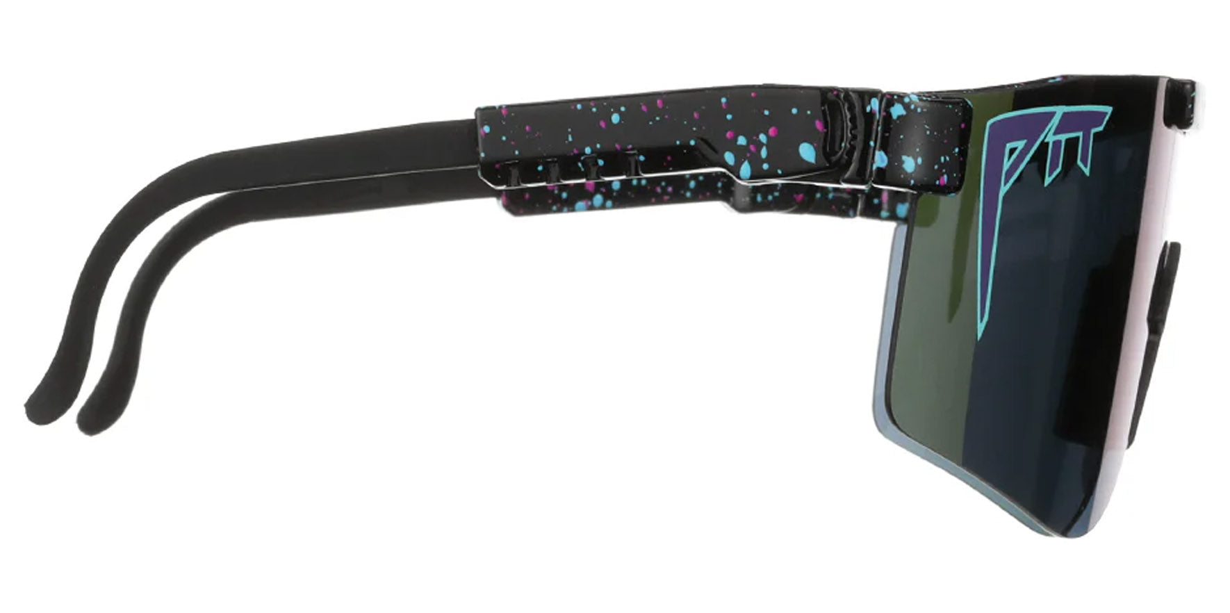 Pit Viper The Nightfall Double Wides Original Black Pink Splatter Wrap Sunglasses THE-NIGHT-FALL-POLARIZED-DOUBLE-WIDE Purple Polarized Lens