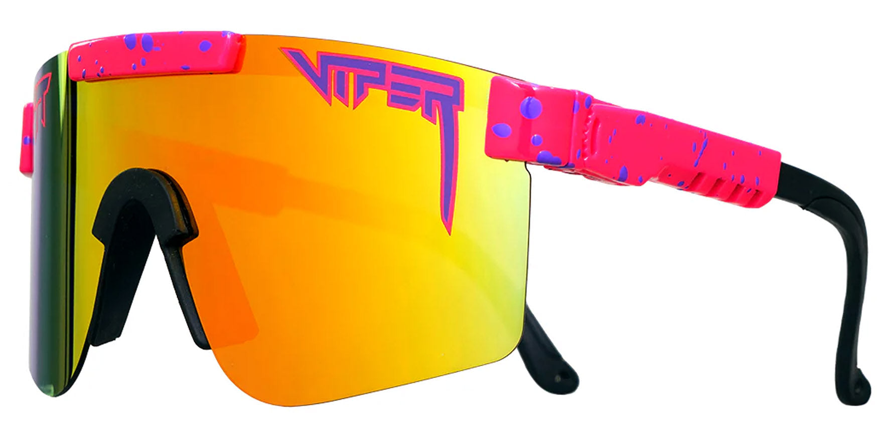 Pit Viper The Radical Narrow Original Radical Pink and Blue Splatter Wrap Sunglasses THE-RADICAL-POLARIZED Rainbow Polarized Lens