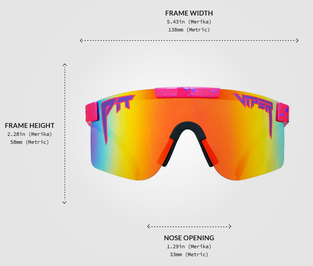 Pit Viper The Radical Narrow Original Radical Pink and Blue Splatter Wrap Sunglasses THE-RADICAL-POLARIZED Rainbow Polarized Lens